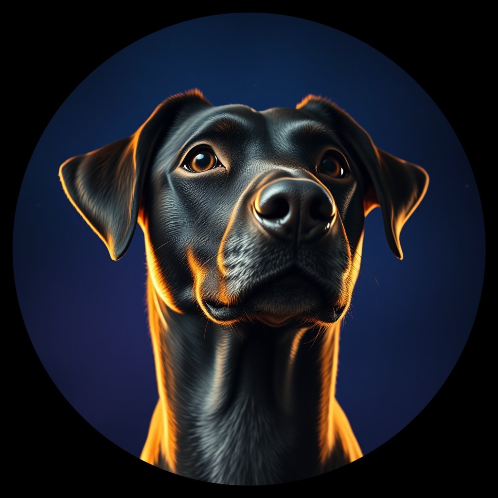 Cosmic medallion portrait of Li79_Li79, a Village Dog Liberia Lofa