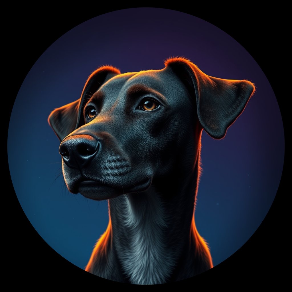 Cosmic medallion portrait of Li82_Li82, a Village Dog Liberia Monrovia