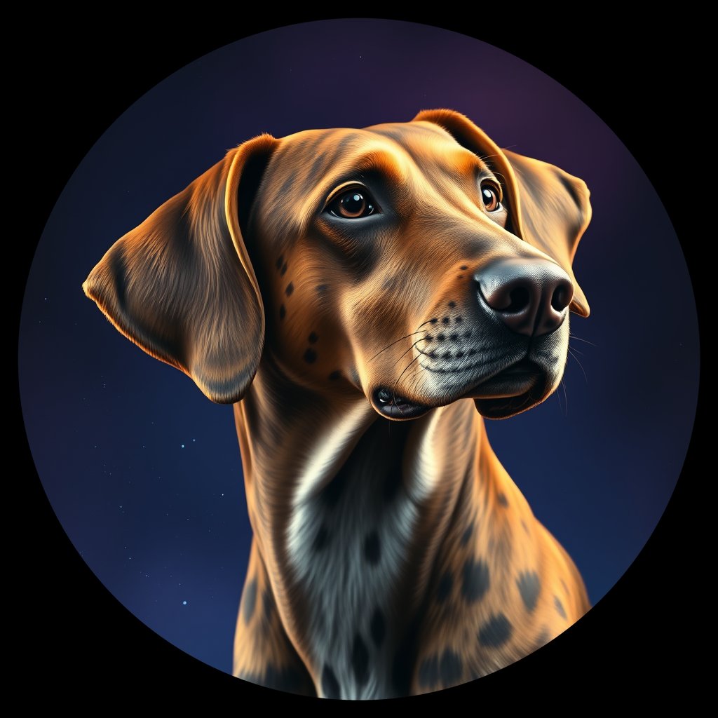 Cosmic medallion portrait of Li86_Li86, a Catahoula Leopard Dog