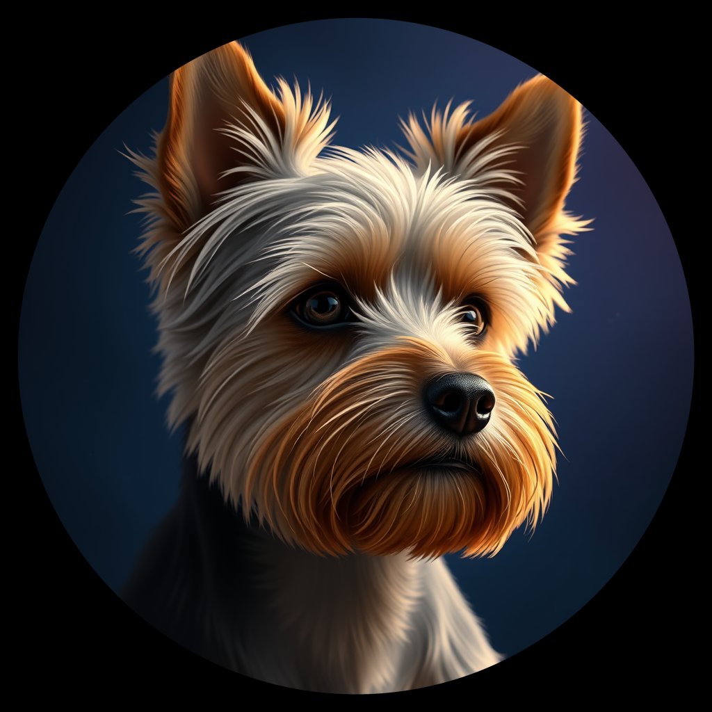 Cosmic medallion portrait of Libby-Minhinette-YT_Libby-Minhinette-YT, a Yorkshire Terrier