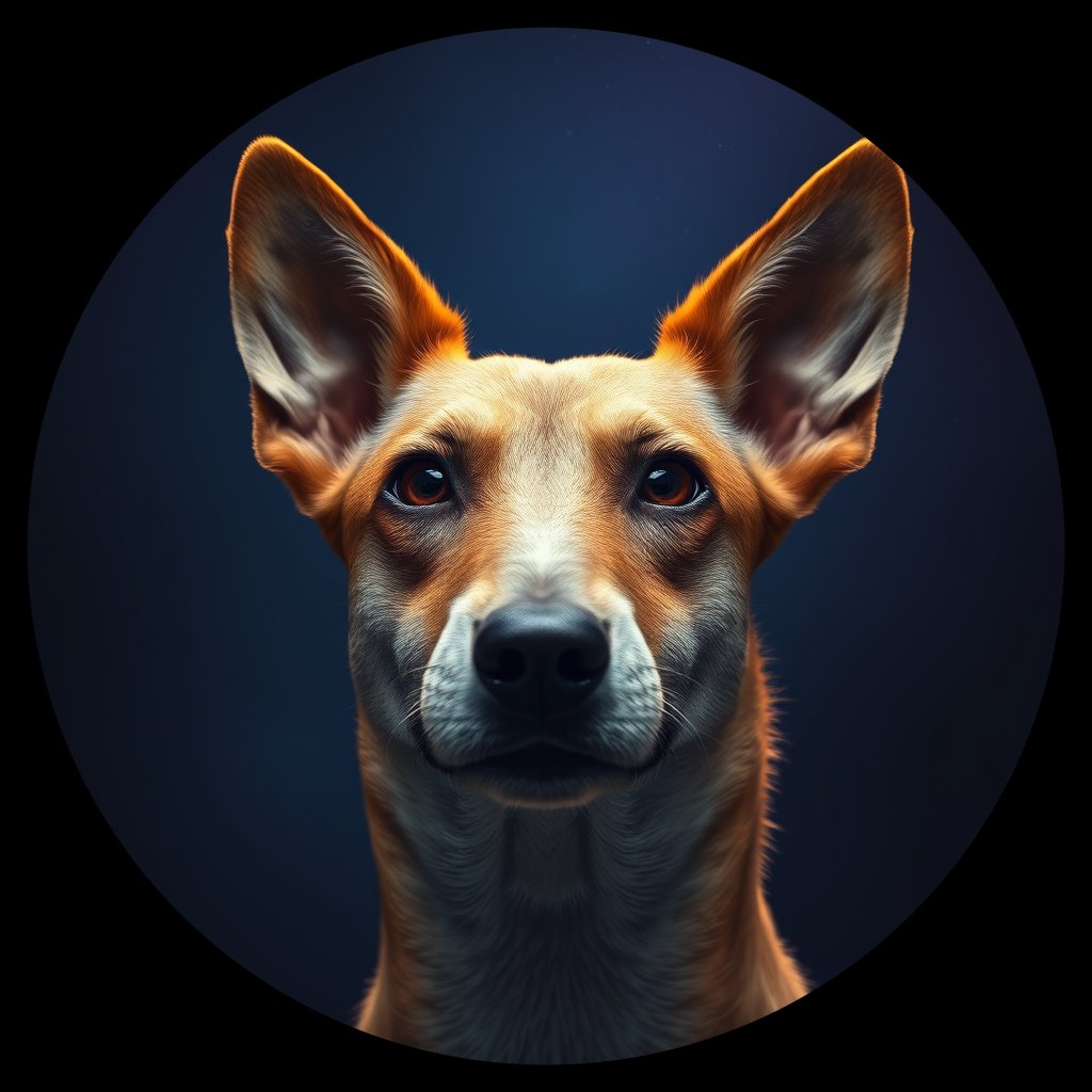 Cosmic medallion portrait of Lilo_Lilo, a Canaan Dog