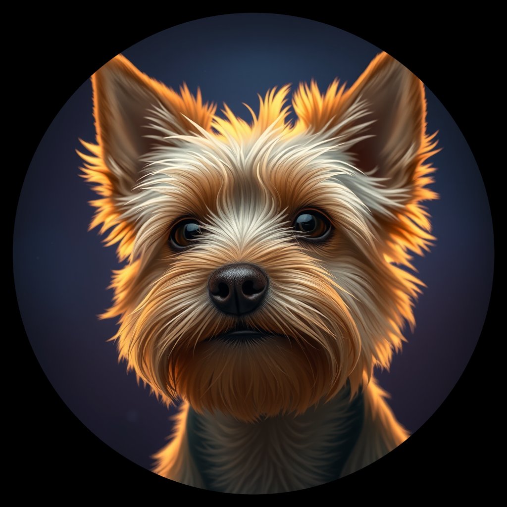 Cosmic medallion portrait of Lucy-Secor-YT_Lucy-Secor-YT, a Yorkshire Terrier