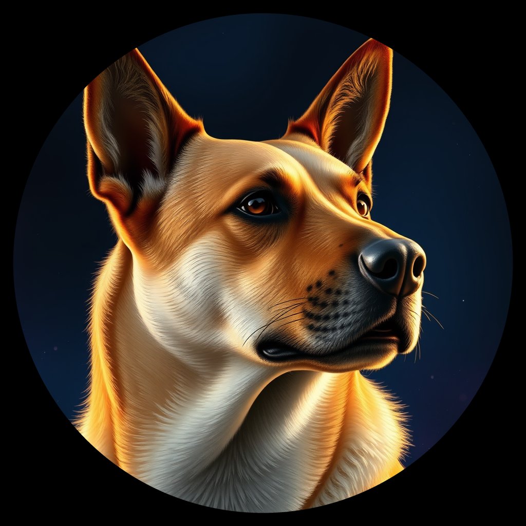 Cosmic medallion portrait of Lyla_Lyla, a Canaan Dog