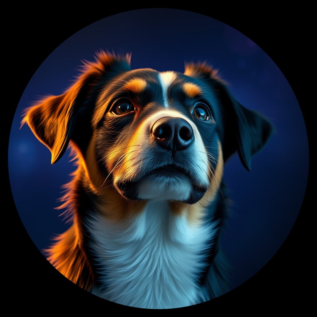 Cosmic medallion portrait of MAAB_Italy_MAAB_24539, a Miniature American Shepherd