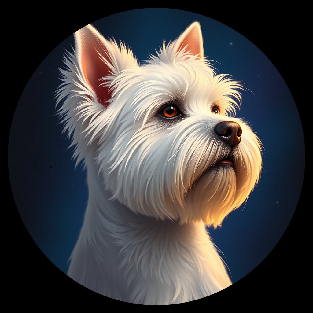 Cosmic medallion portrait of MALT_MALT_37A01, a Maltese