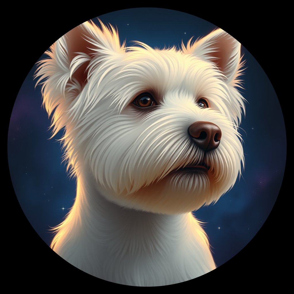 Cosmic medallion portrait of MALT_MALT_37B01, a Maltese