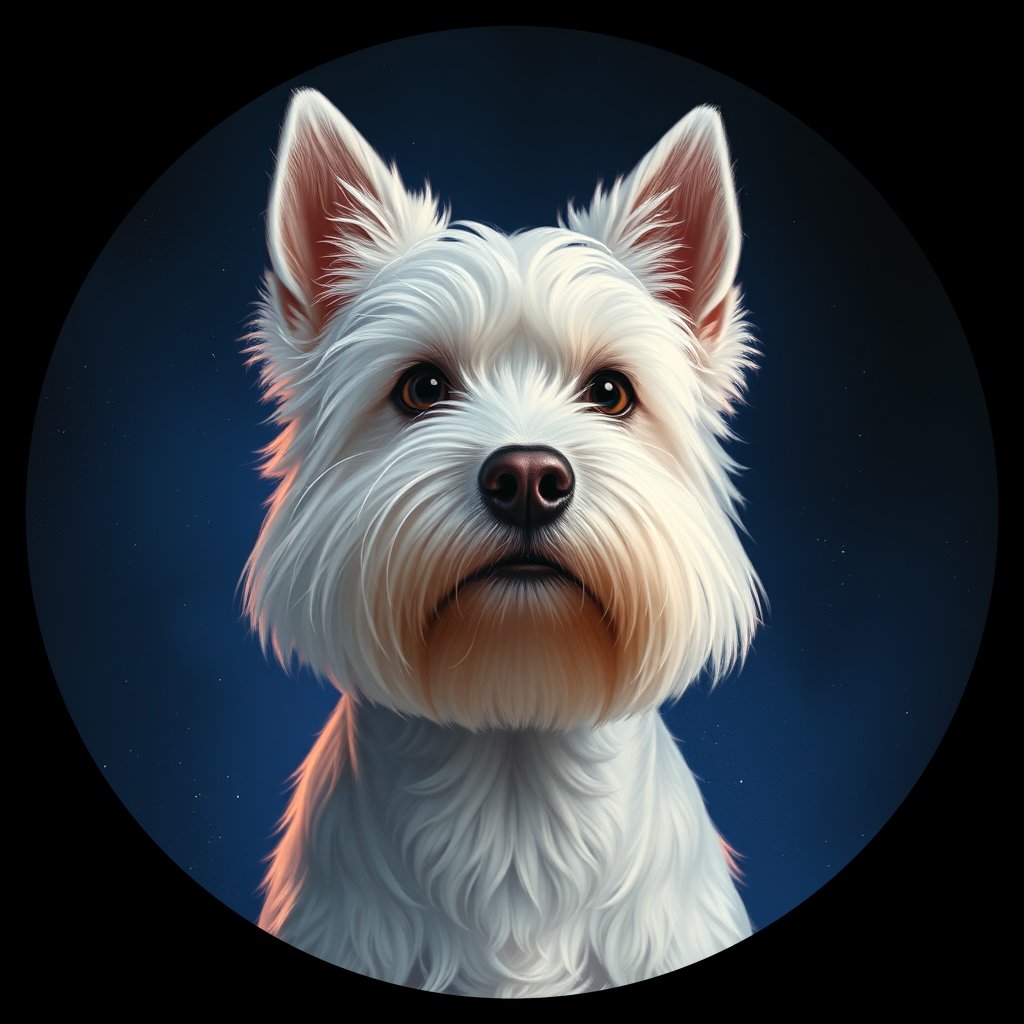 Cosmic medallion portrait of MALT_MALT_37C01, a Maltese