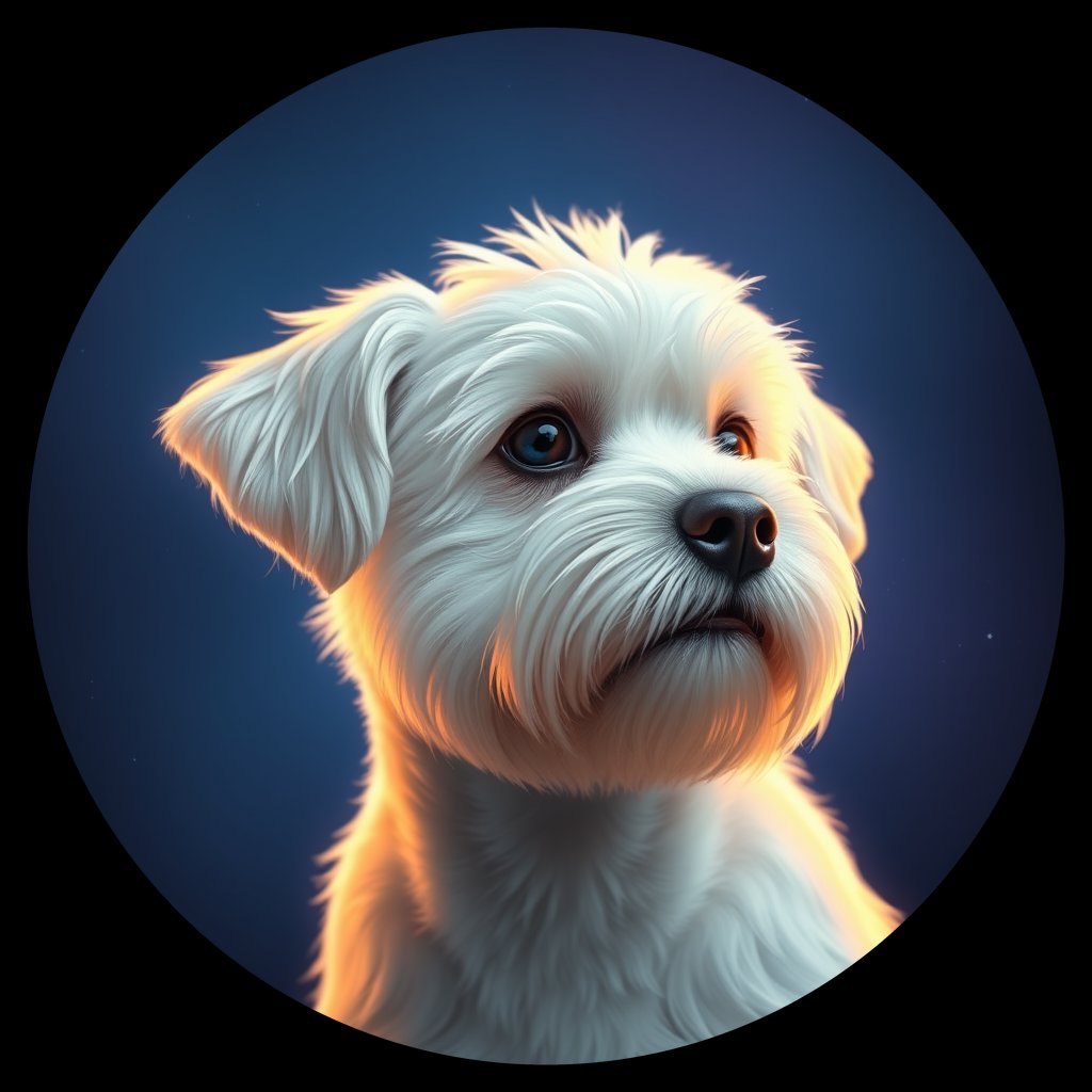 Cosmic medallion portrait of MAL_24992_MAL_24992, a Maltese