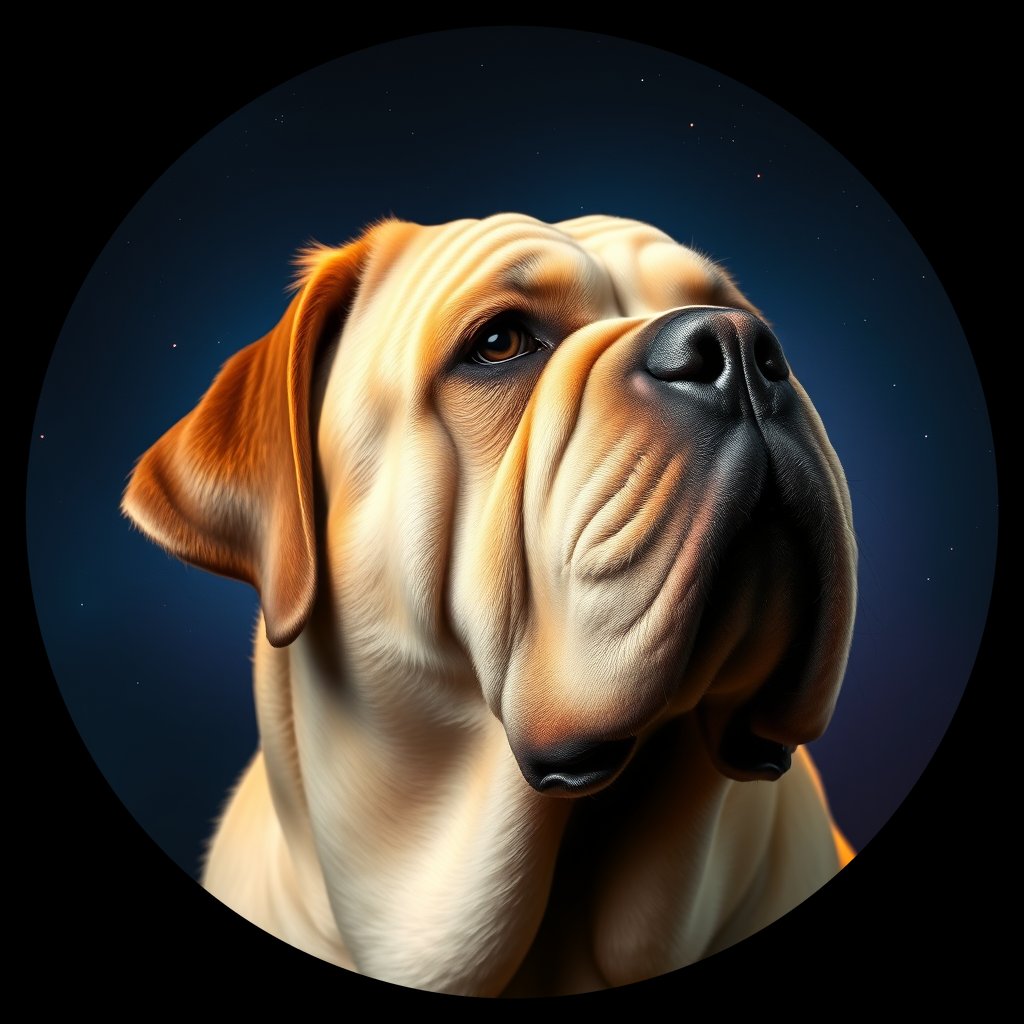Cosmic medallion portrait of MAST_MAST_01016, a Mastiff