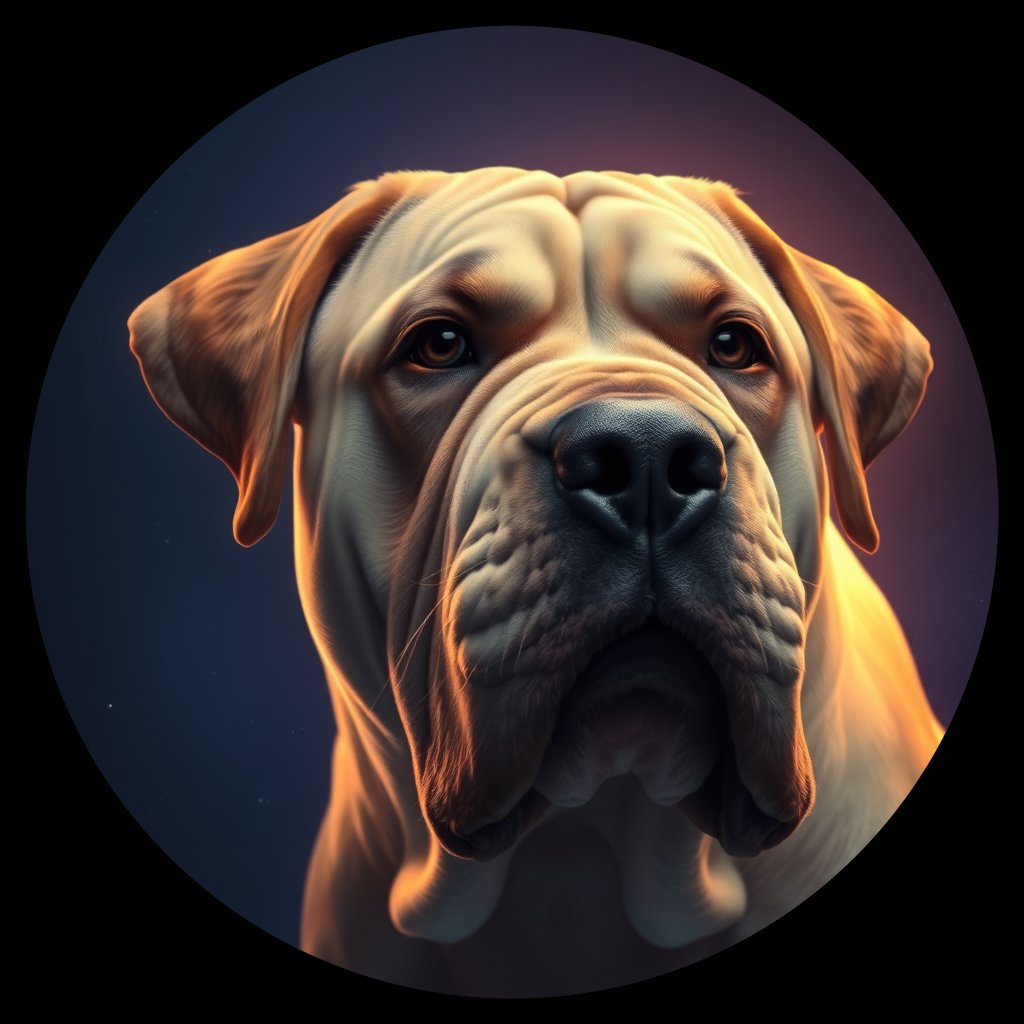 Cosmic medallion portrait of MAST_MAST_02297, a Mastiff