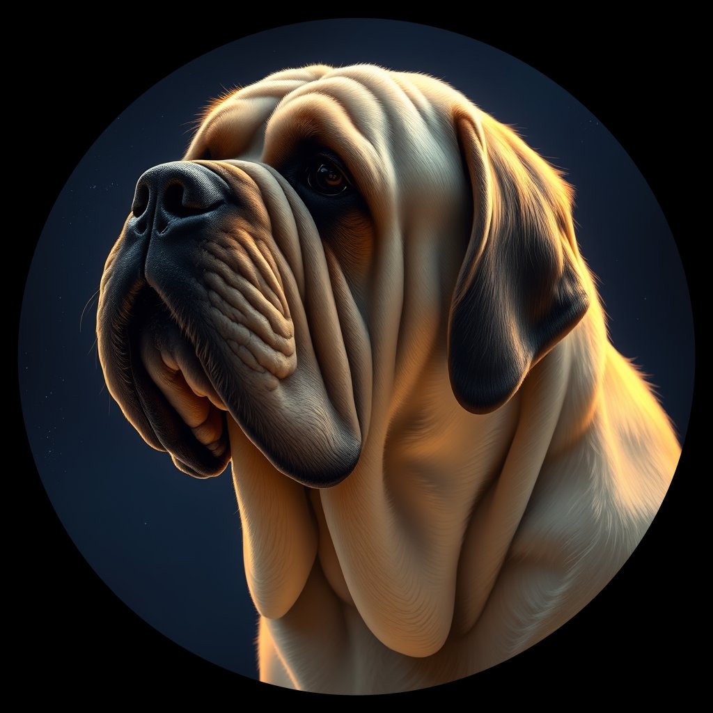 Cosmic medallion portrait of MAST_MAST_02298, a Mastiff