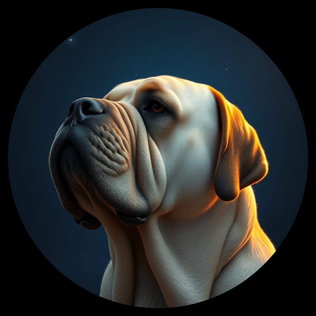 Cosmic medallion portrait of MAST_MAST_02299, a Mastiff
