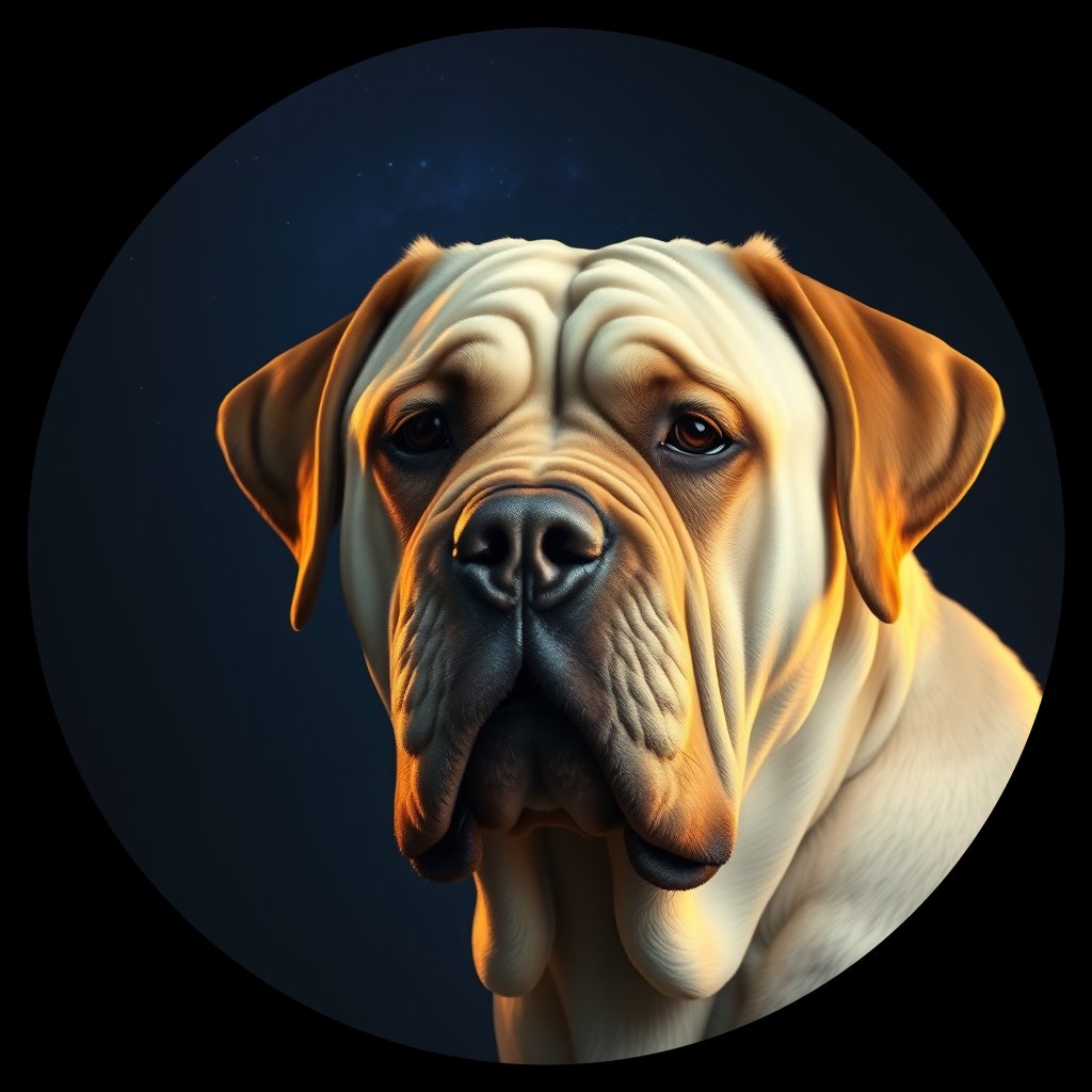 Cosmic medallion portrait of MAST_MAST_21270, a Mastiff