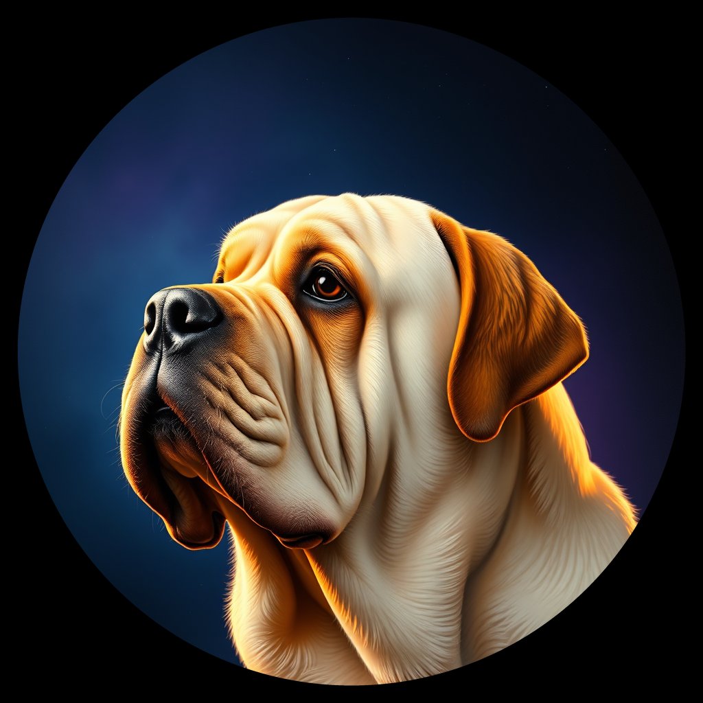 Cosmic medallion portrait of MAST_MAST_24147, a Mastiff