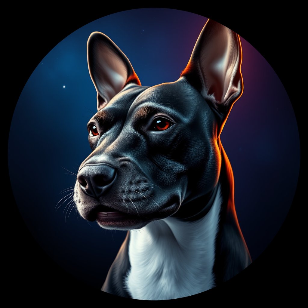 Cosmic medallion portrait of MBLT_MBLT_11464, a Miniature Bull Terrier