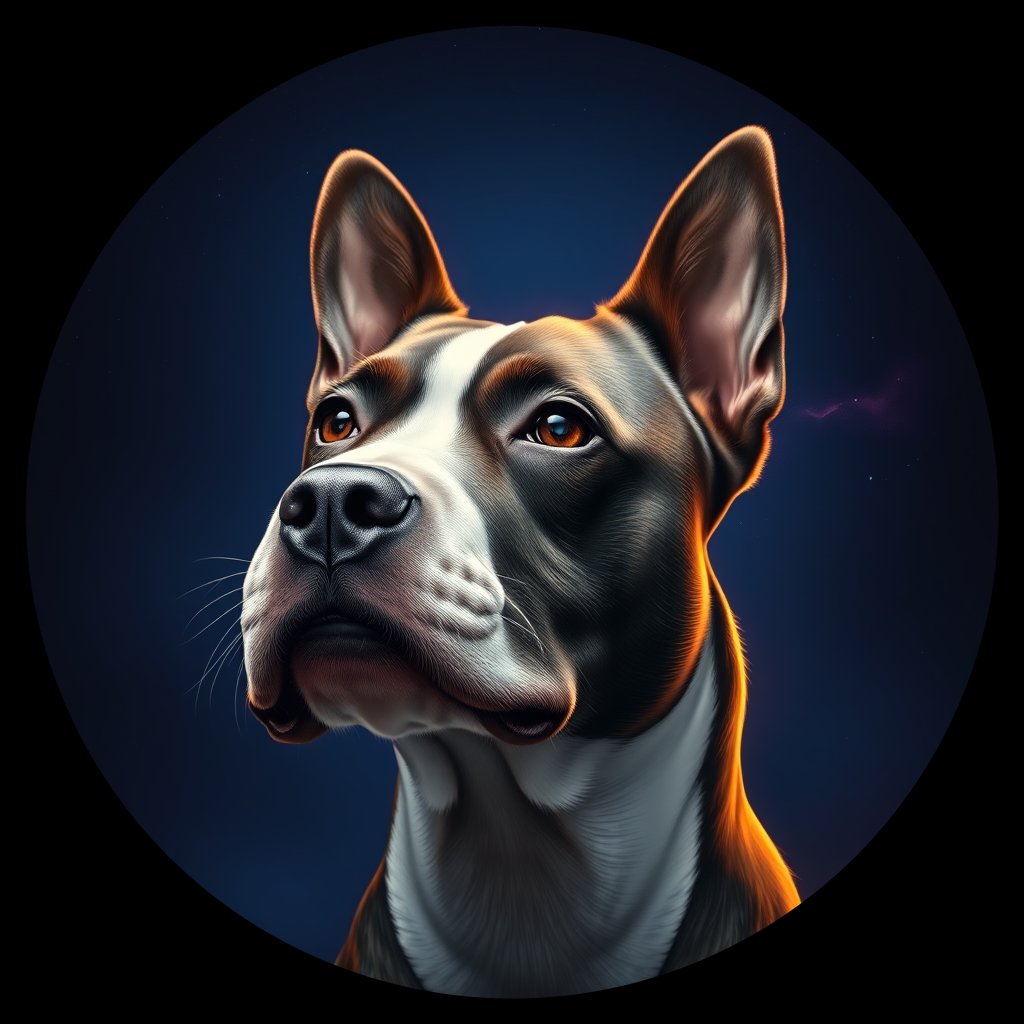 Cosmic medallion portrait of MBLT_MBLT_11465, a Miniature Bull Terrier