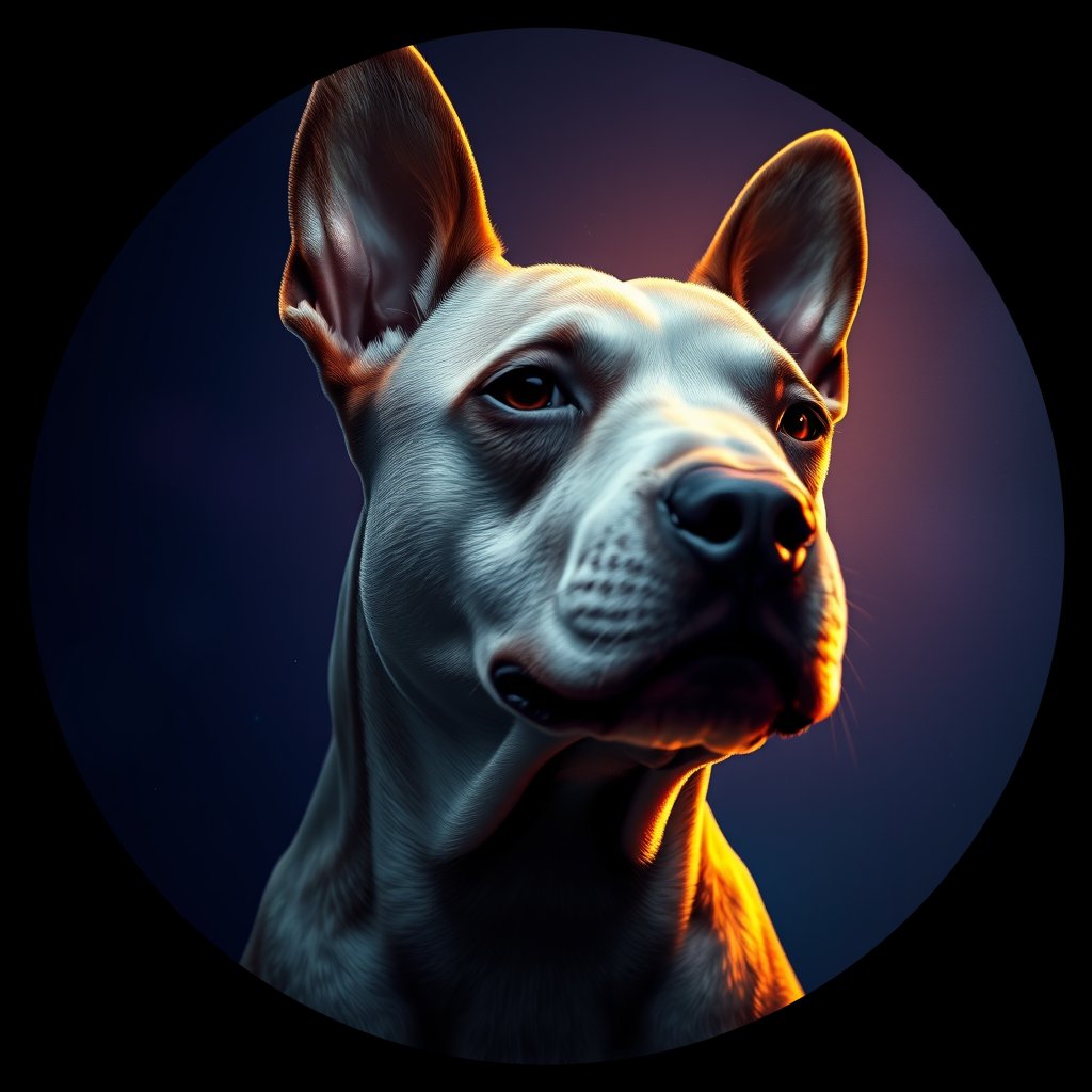 Cosmic medallion portrait of MBLT_MBLT_11467, a Miniature Bull Terrier