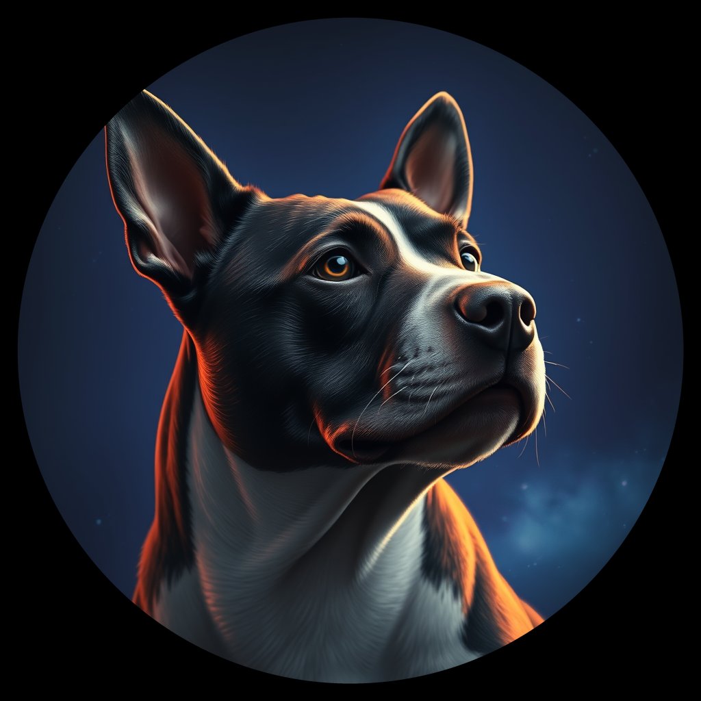 Cosmic medallion portrait of MBLT_MBLT_11469, a Miniature Bull Terrier