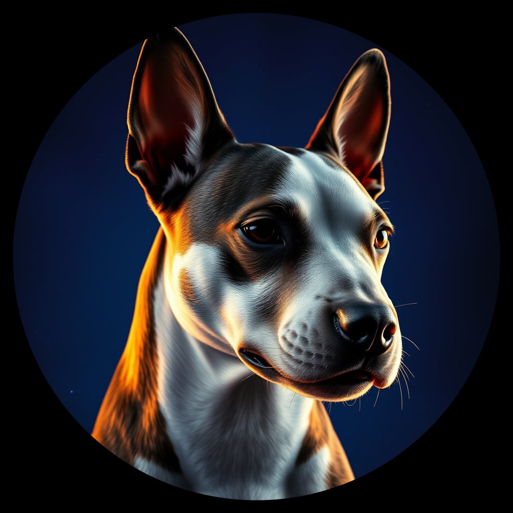 Cosmic medallion portrait of MBLT_MBLT_11470, a Miniature Bull Terrier
