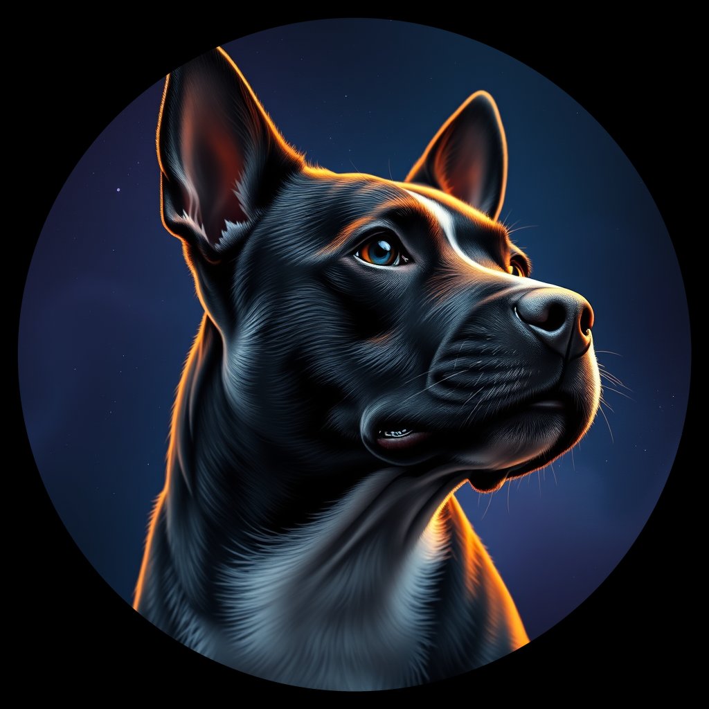 Cosmic medallion portrait of MBLT_MBLT_11472, a Miniature Bull Terrier
