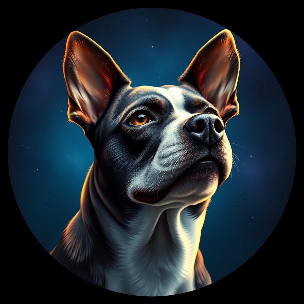 Cosmic medallion portrait of MBLT_MBLT_11474, a Miniature Bull Terrier
