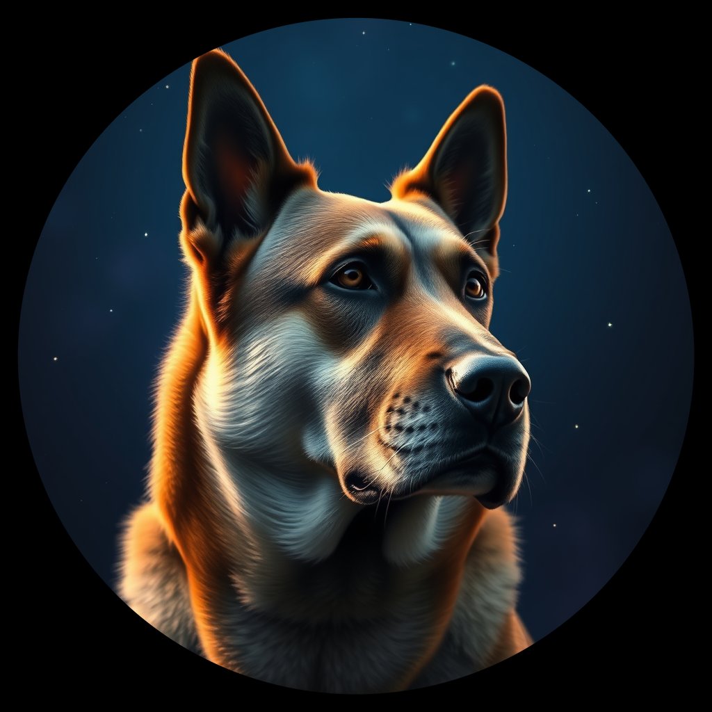 Cosmic medallion portrait of MN12_MN12, a Village Dog Mongolia