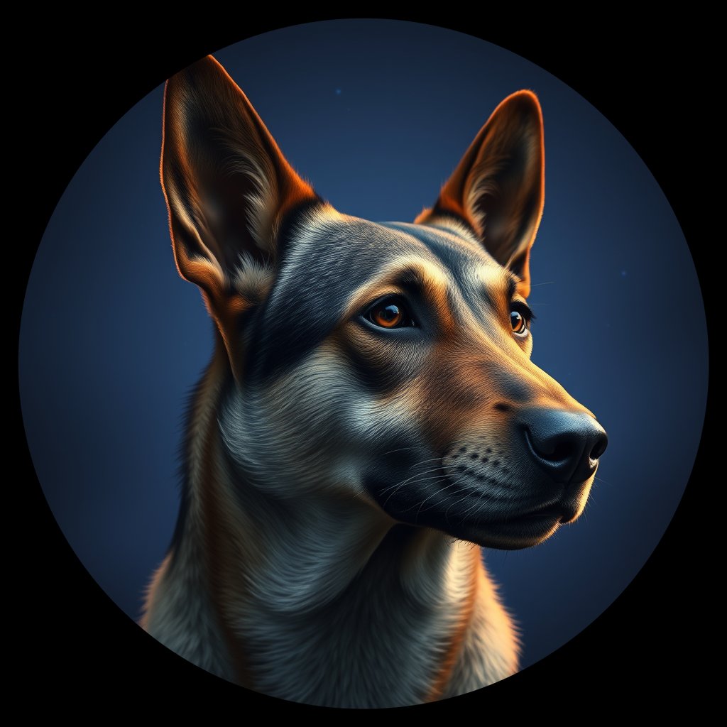 Cosmic medallion portrait of MN16_MN16, a Village Dog Mongolia