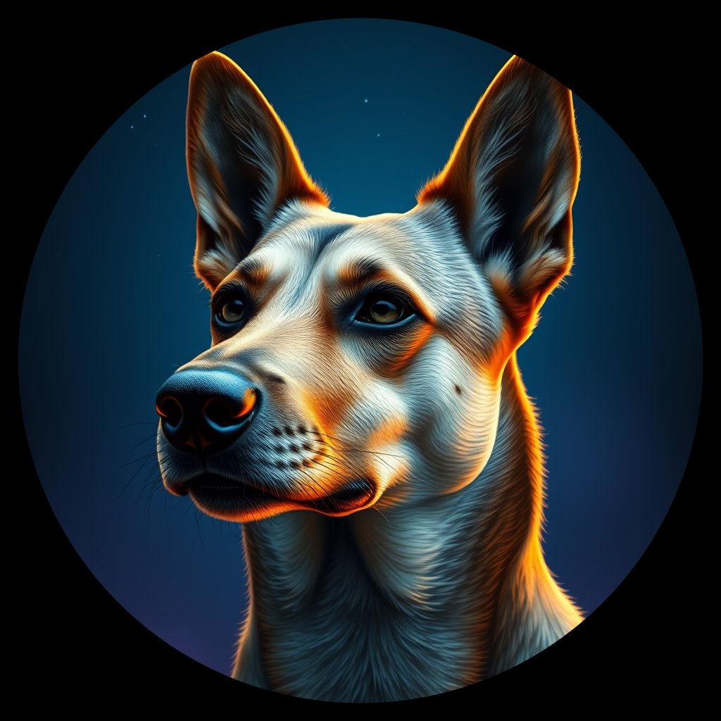 Cosmic medallion portrait of MN17_MN17, a Village Dog Mongolia