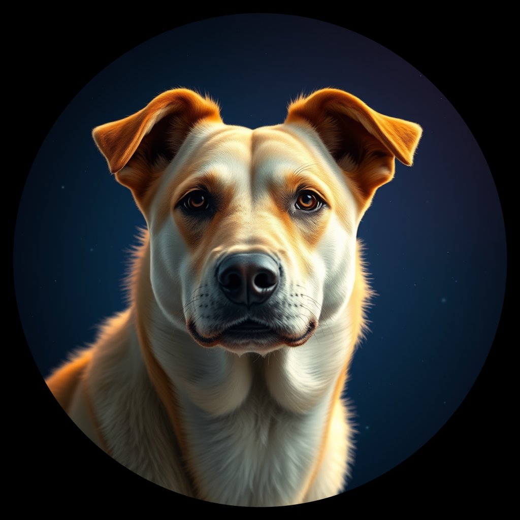 Cosmic medallion portrait of MN2_MN2, a Village Dog Mongolia