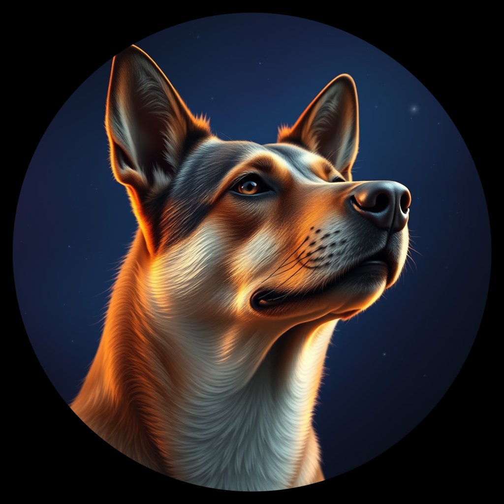 Cosmic medallion portrait of MN3_MN3, a Village Dog Mongolia