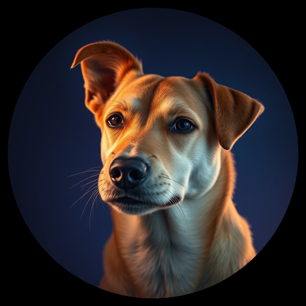 Cosmic medallion portrait of MN4_MN4, a Village Dog Mongolia