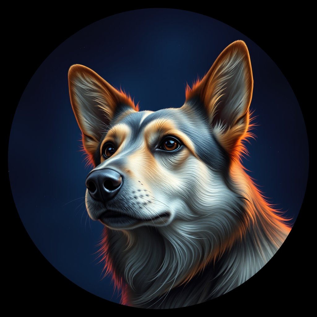 Cosmic medallion portrait of MN6_MN6, a Village Dog Mongolia