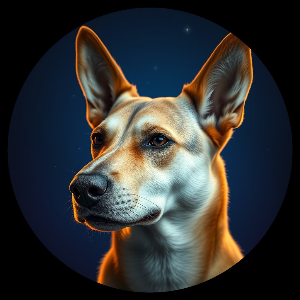 Cosmic medallion portrait of MON_MON_10MG, a Village Dog Mongolia
