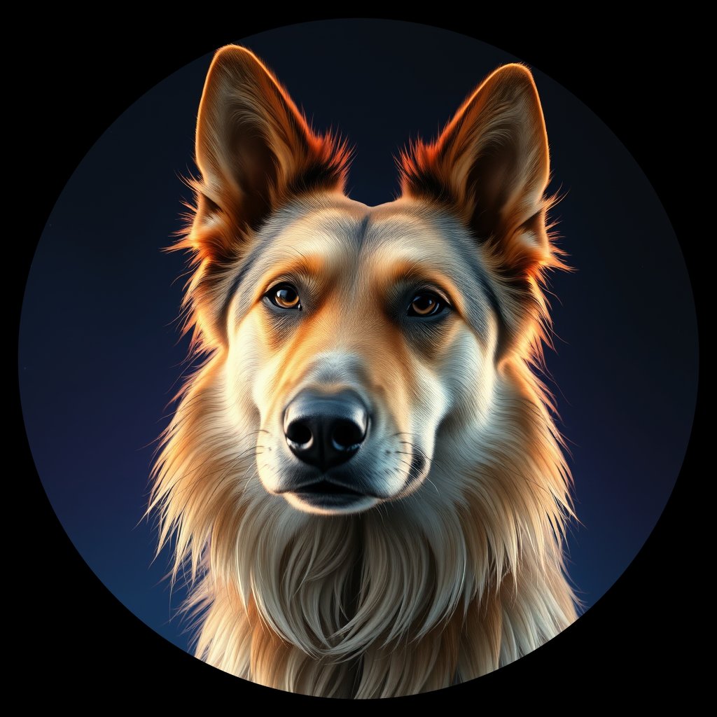 Cosmic medallion portrait of MON_MON_23MG, a Village Dog Mongolia