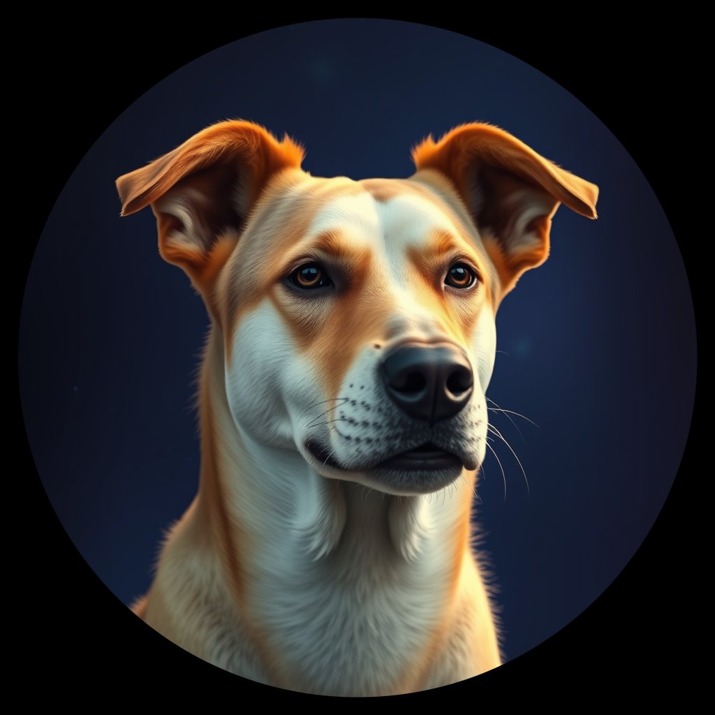 Cosmic medallion portrait of MON_MON_3MG, a Village Dog Mongolia