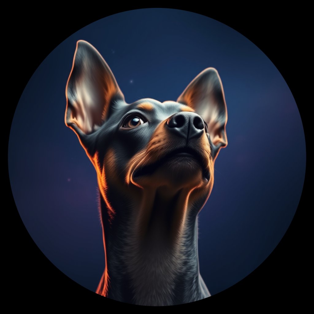 Cosmic medallion portrait of MPIN_MPIN_12869, a Miniature Pinscher