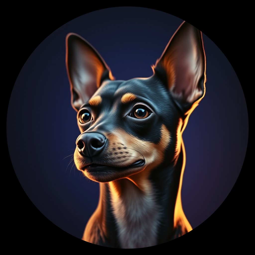 Cosmic medallion portrait of MPIN_MPIN_12870, a Miniature Pinscher