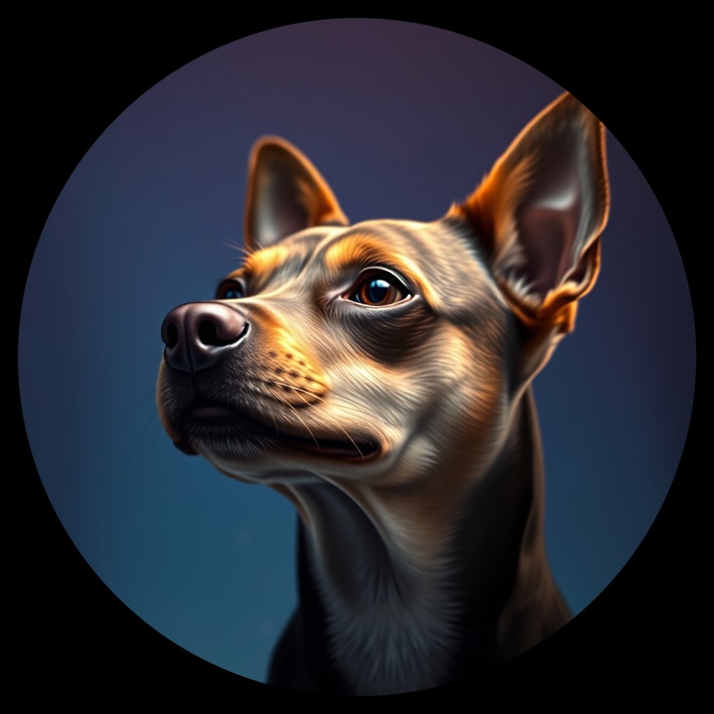Cosmic medallion portrait of MPIN_MPIN_12876, a Miniature Pinscher