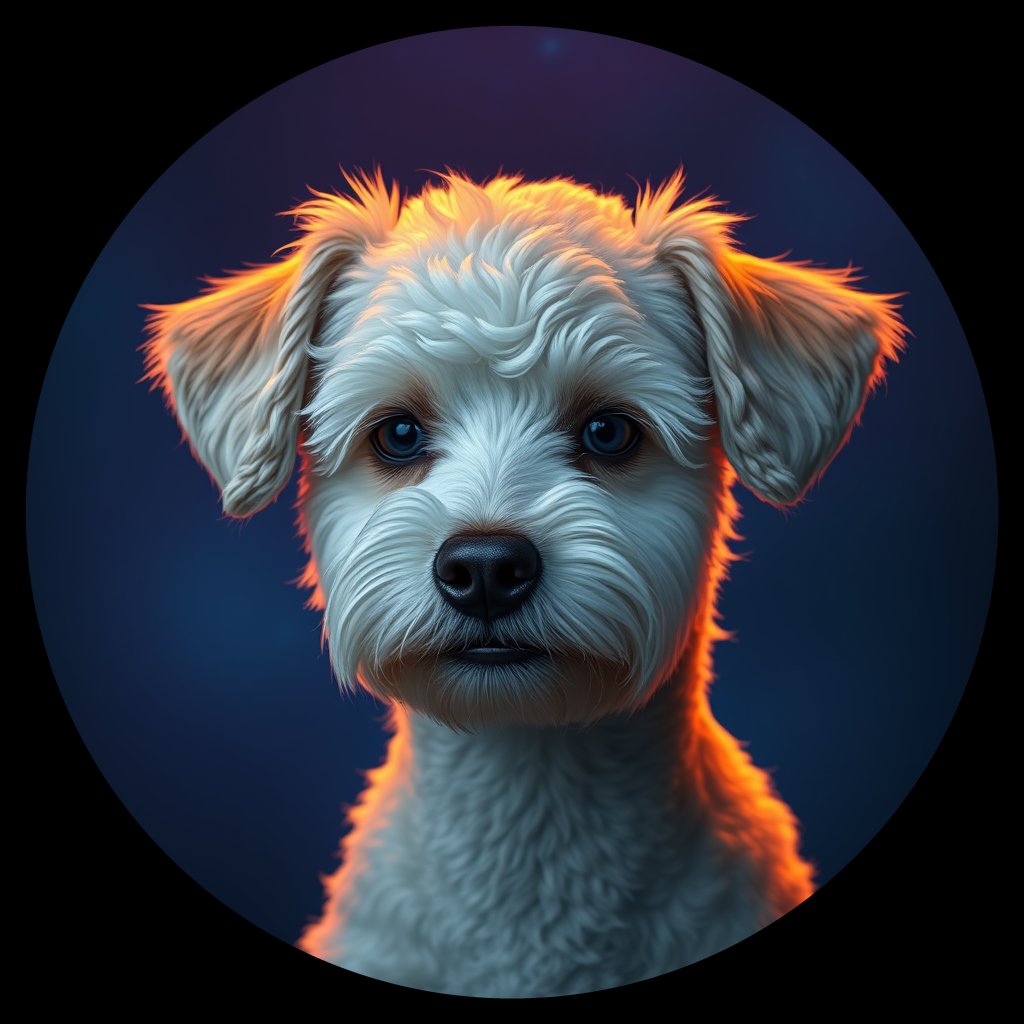 Cosmic medallion portrait of MPOO_MPOO_27223, a Miniature Poodle