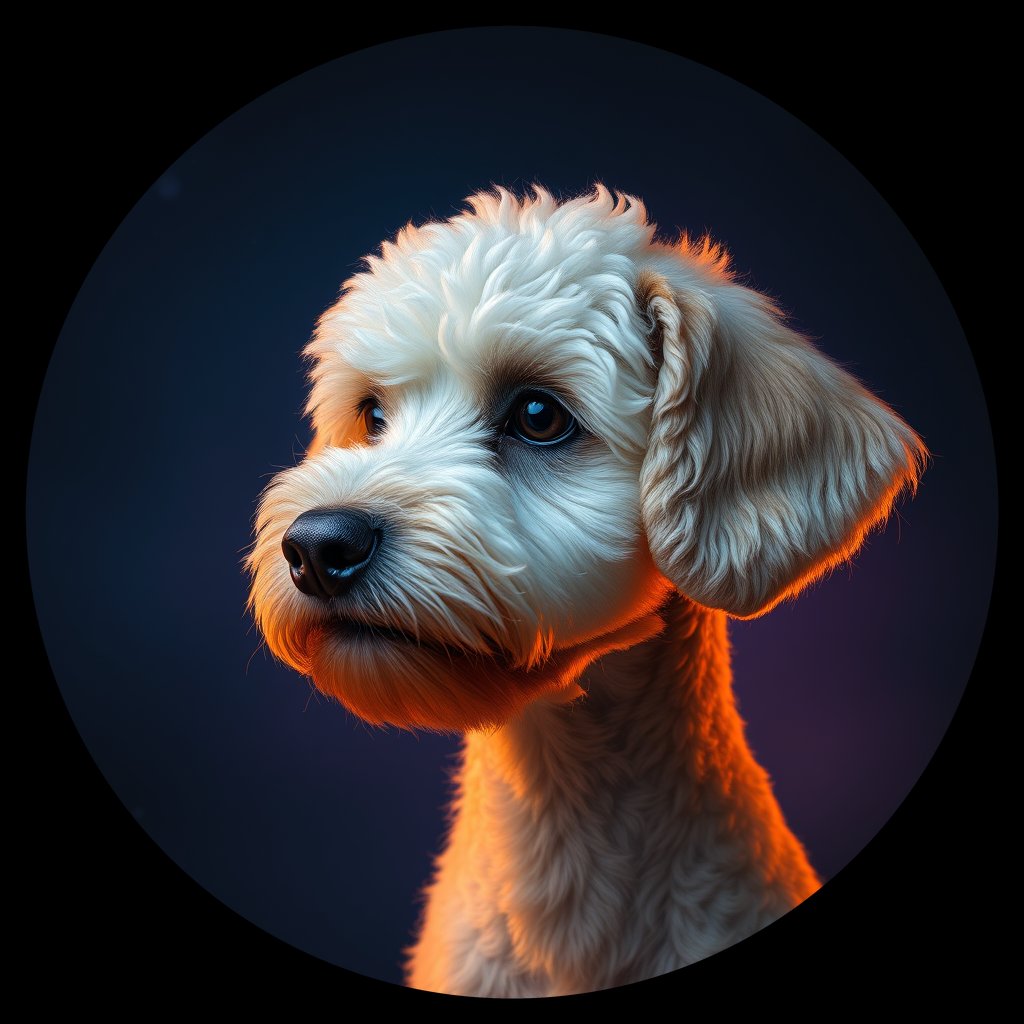 Cosmic medallion portrait of MPOO_MPOO_27535, a Miniature Poodle