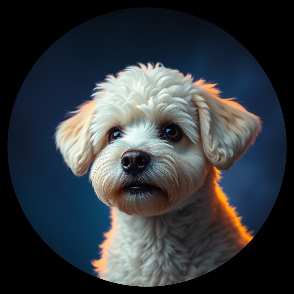 Cosmic medallion portrait of MPOO_MPOO_28478, a Miniature Poodle