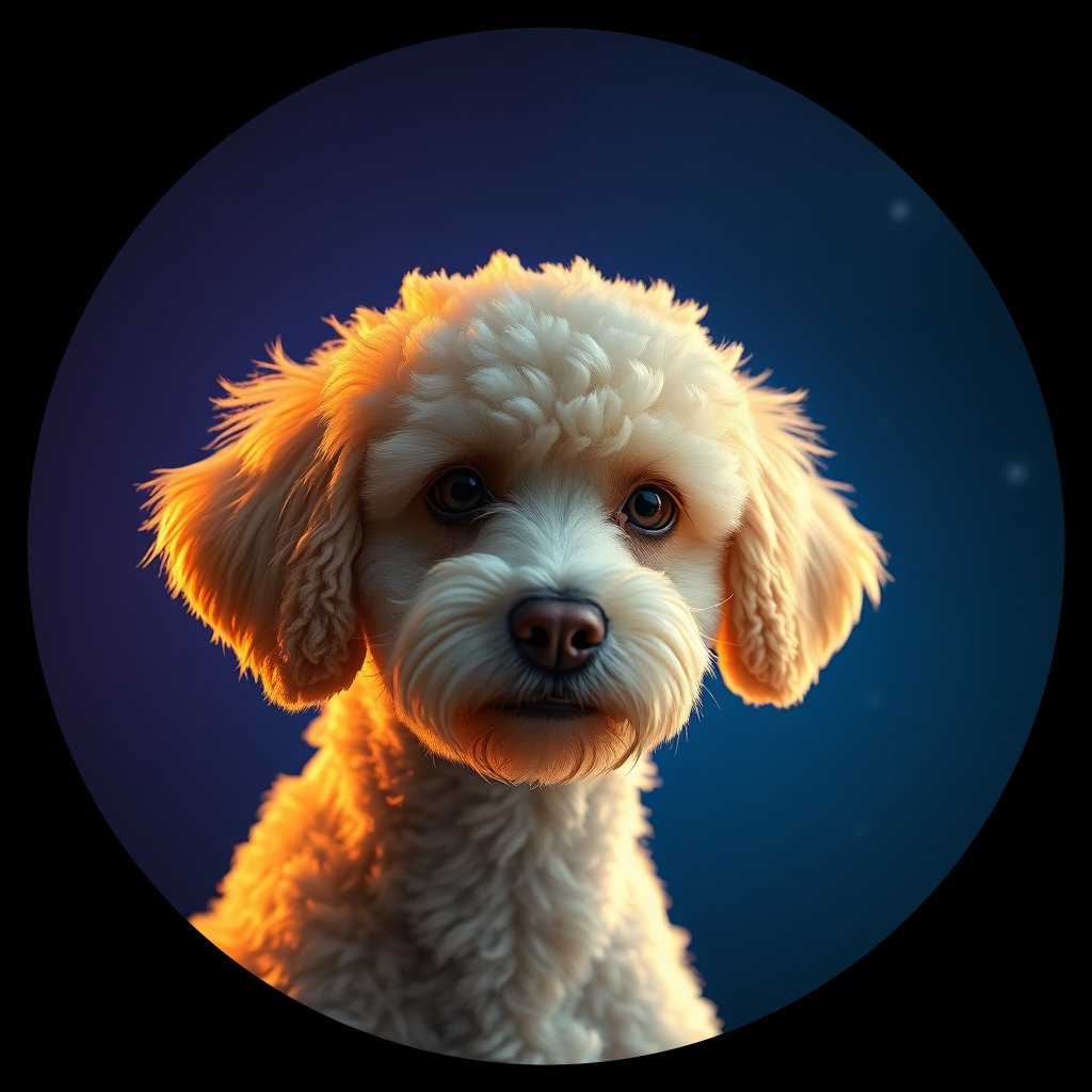 Cosmic medallion portrait of MPOO_MPOO_28524, a Miniature Poodle
