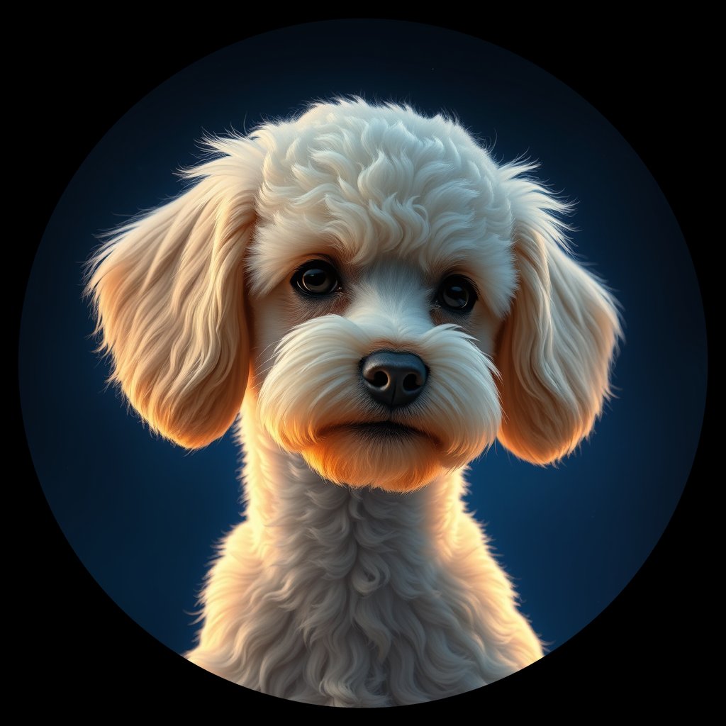 Cosmic medallion portrait of MP_32166_MP_32166, a Miniature Poodle