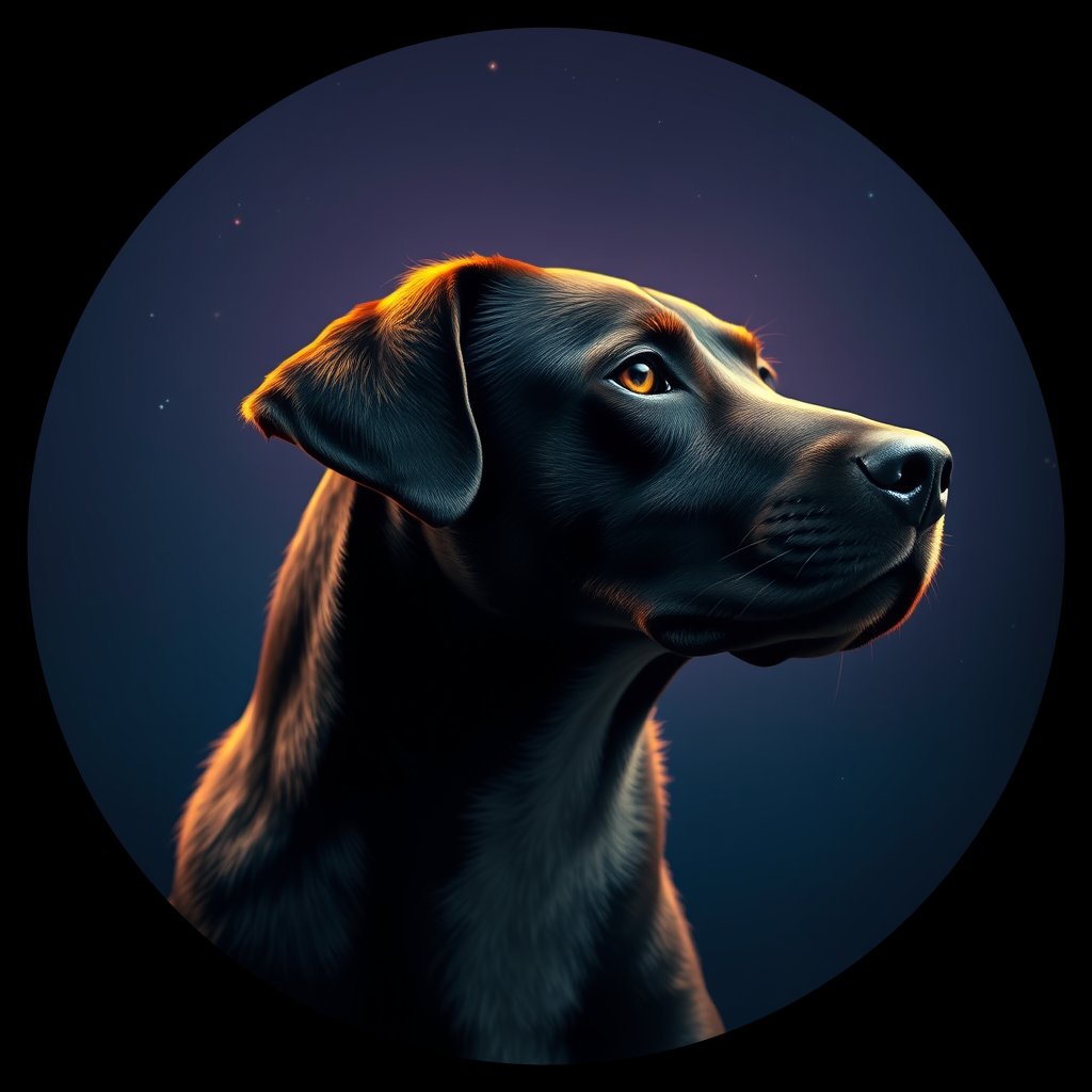 Cosmic medallion portrait of MSNZ_MSNZ_07671, a Village Dog Nz Mid
