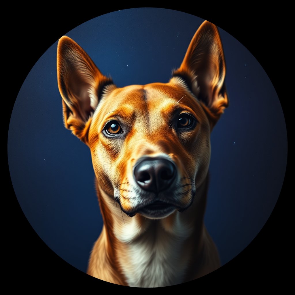 Cosmic medallion portrait of MSNZ_MSNZ_07672, a Village Dog Nz Mid