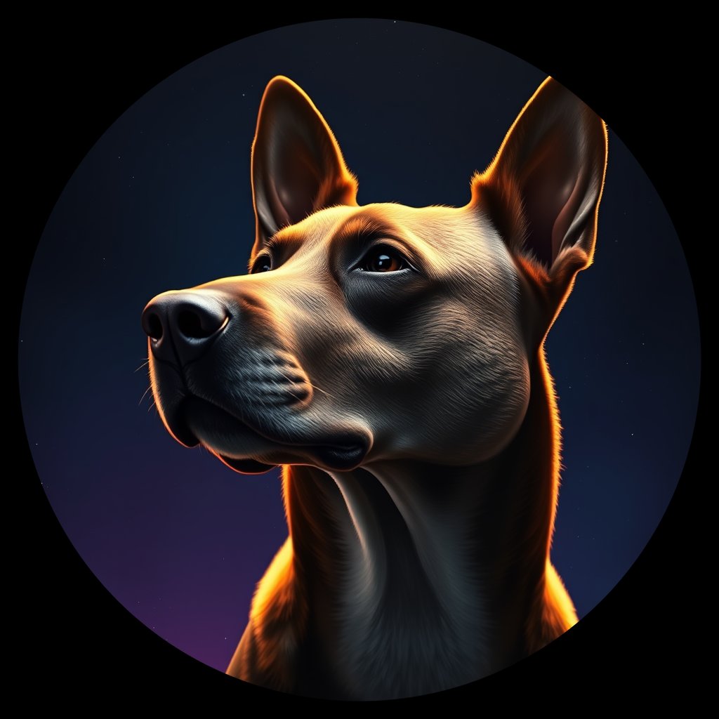 Cosmic medallion portrait of MSNZ_MSNZ_12929, a Village Dog Nz Mid