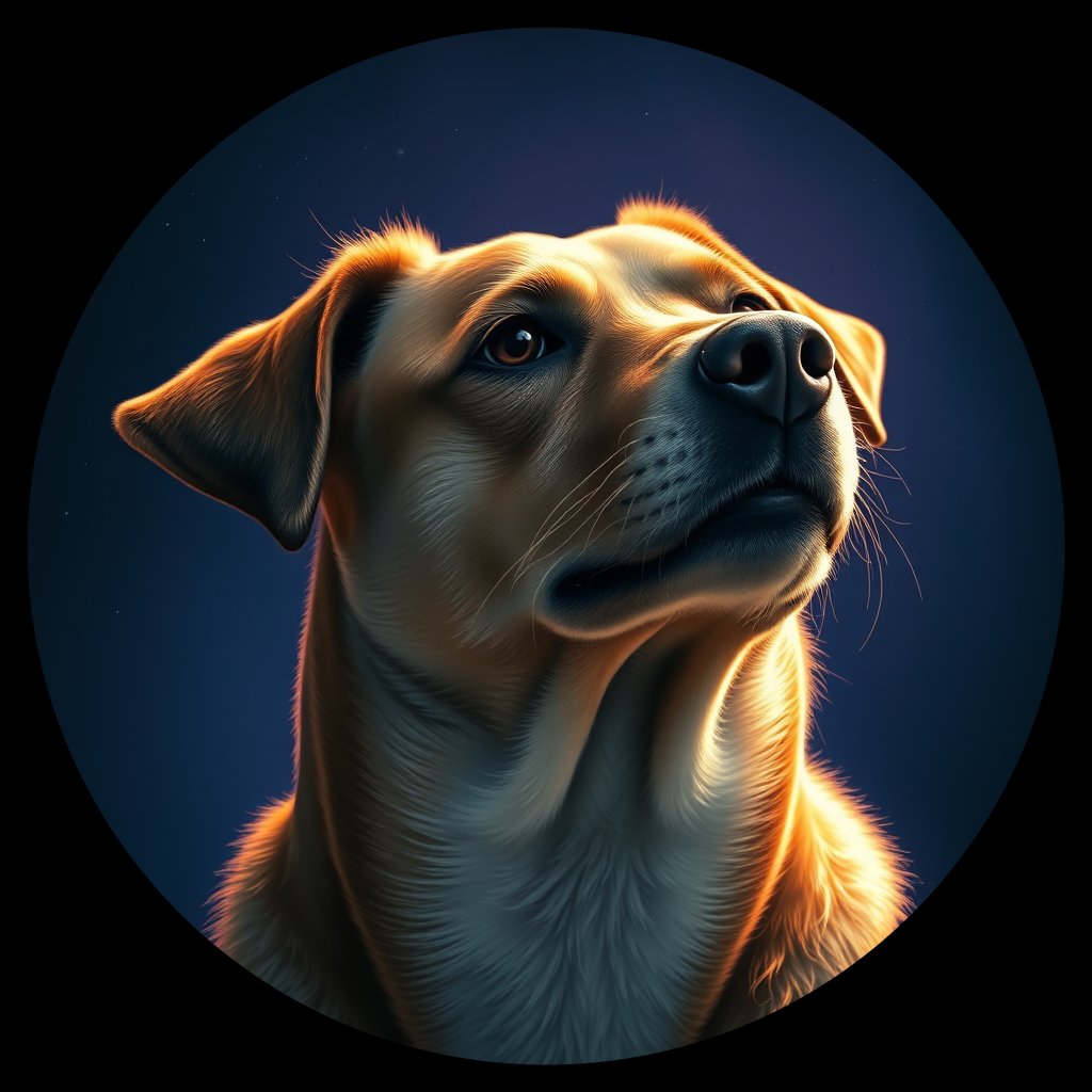 Cosmic medallion portrait of MSNZ_MSNZ_24656, a Village Dog Nz Mid