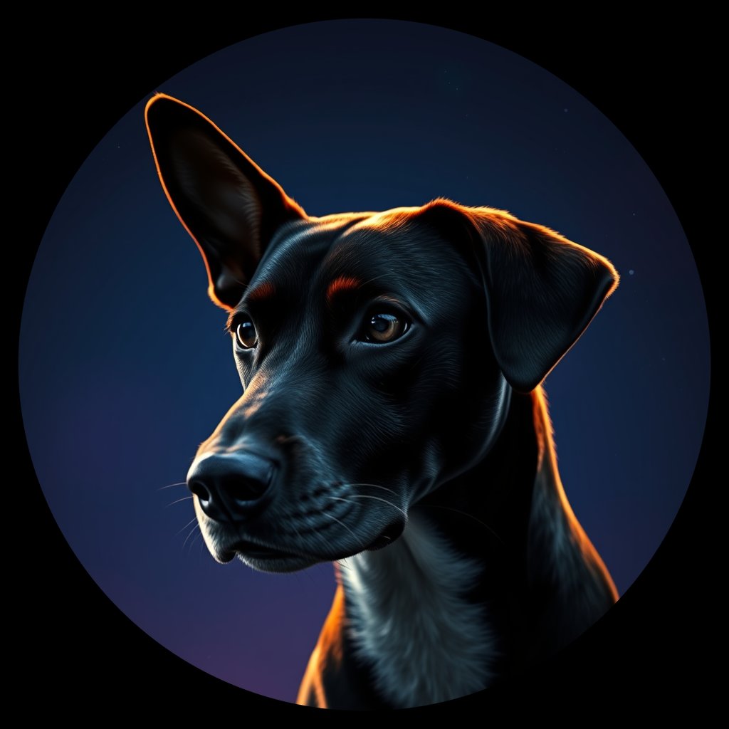 Cosmic medallion portrait of MSNZ_MSNZ_24692, a Village Dog Nz Mid
