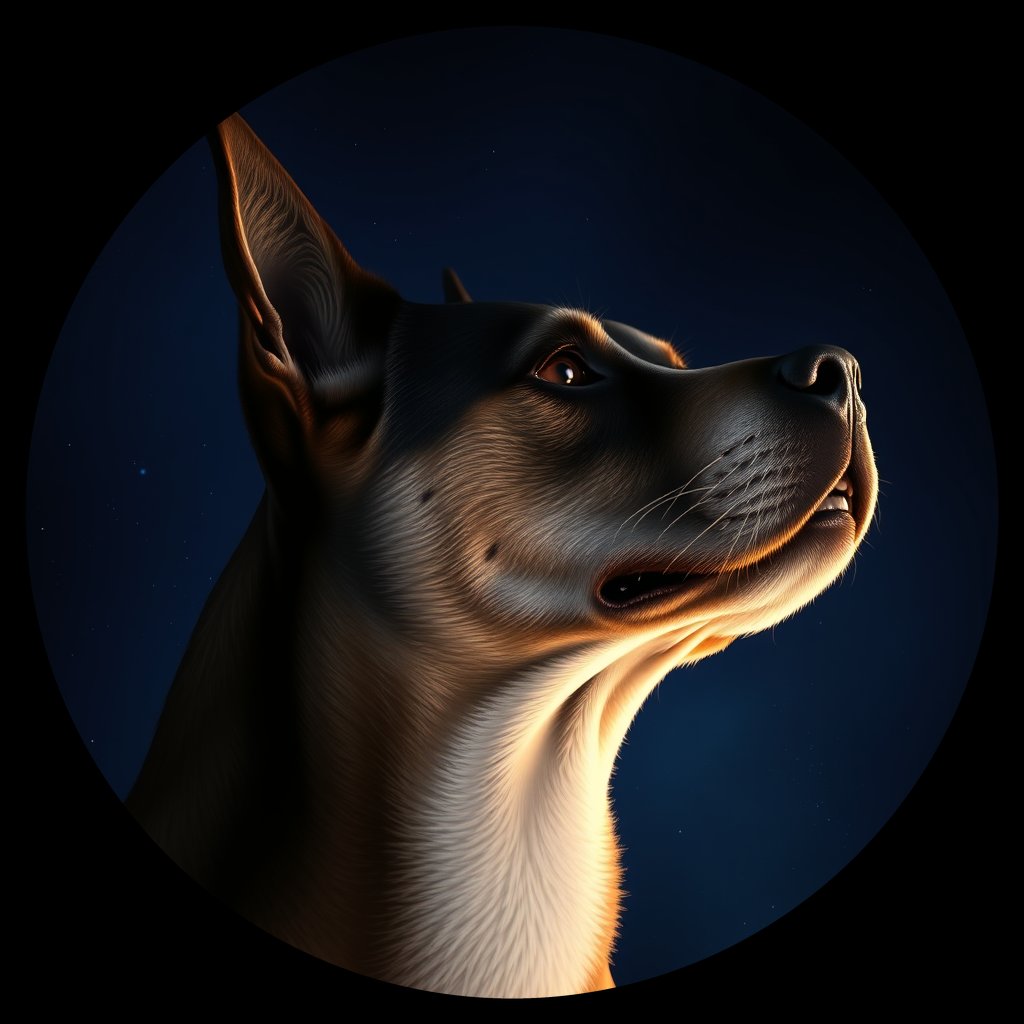 Cosmic medallion portrait of MSNZ_MSNZ_24693, a Village Dog Nz Mid