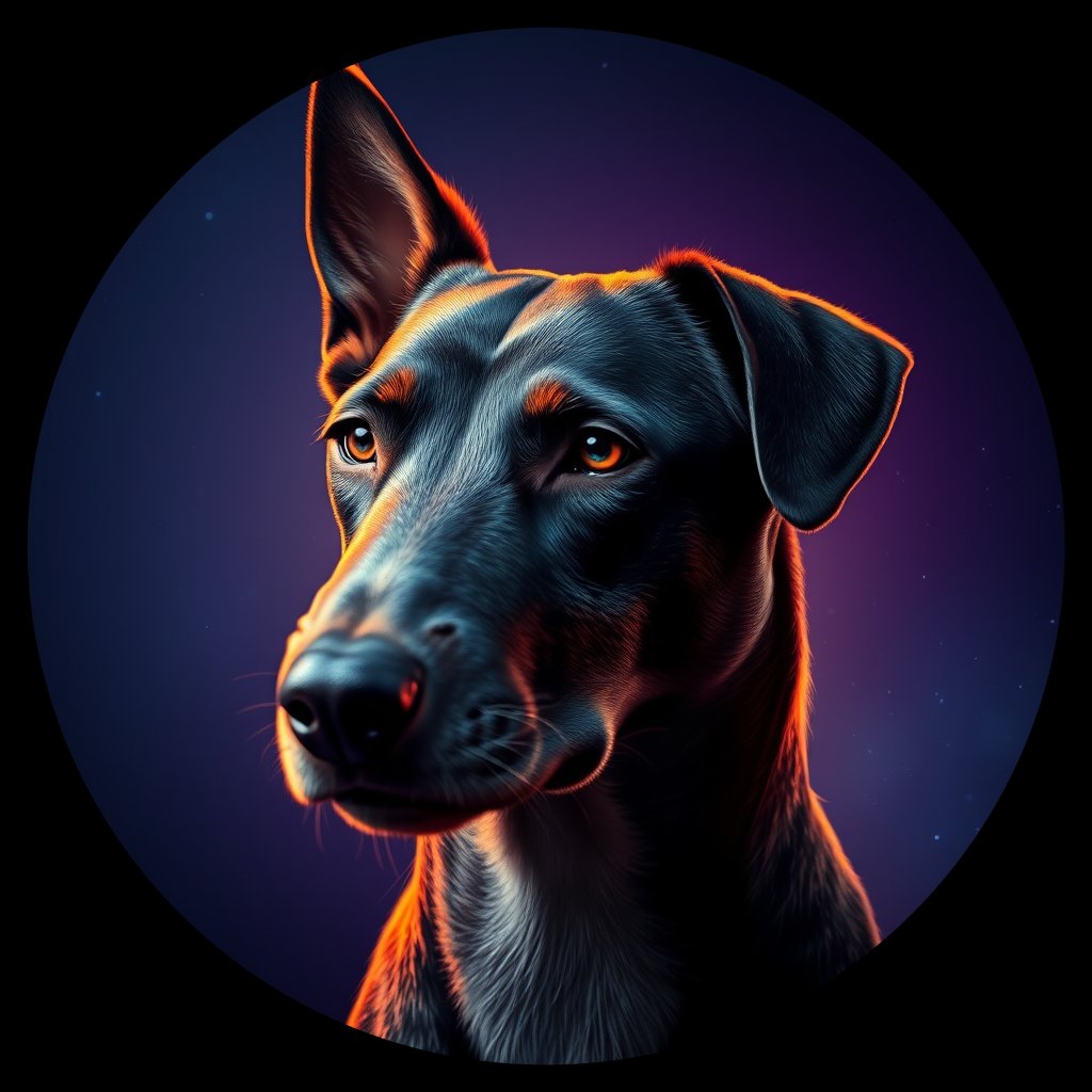 Cosmic medallion portrait of MSNZ_MSNZ_25440, a Village Dog Nz Mid